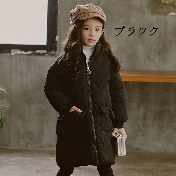 韓国子供服 中綿コート 女の子 ロングコート 冬服 厚手 パン服