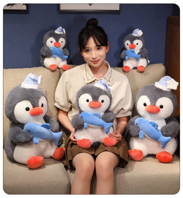 かわいい ぬいぐるみ ペンギン キャップ付き おもちゃ ホームデコレーション ギフト 子供用 抱き枕 - 画像 (9)