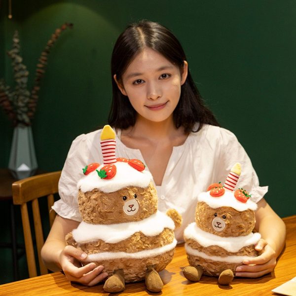 可愛い草莓ケーキのクマぬいぐるみ お祝いプレゼント 子供向け ふわふわのギフト - 画像 (9)