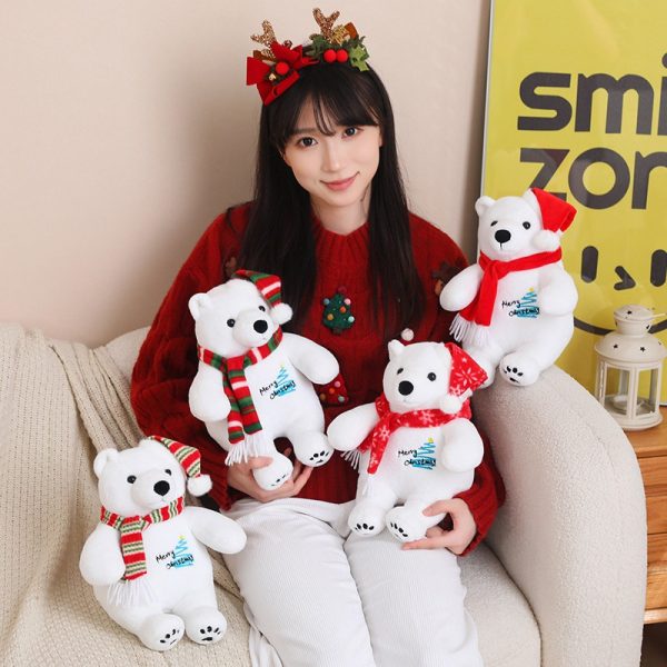 かわいいクリスマス 北極熊ぬいぐるみ おもちゃ ギフト クリスマスプレゼント 子供向け 短毛素材 - 画像 (4)