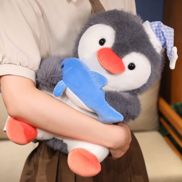 かわいい ぬいぐるみ ペンギン キャップ付き おもちゃ ホームデコレーション ギフト 子供用 抱き枕 - 画像 (5)