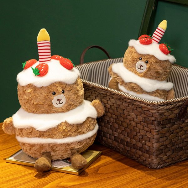 可愛い草莓ケーキのクマぬいぐるみ お祝いプレゼント 子供向け ふわふわのギフト - 画像 (2)