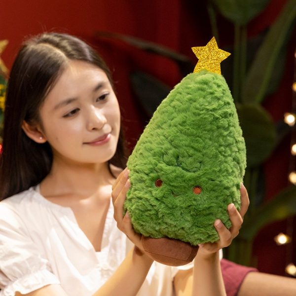 クリスマスツリーのぬいぐるみ - 子供や女の子向けのかわいいトナカイのぬいぐるみ枕 - 画像 (4)