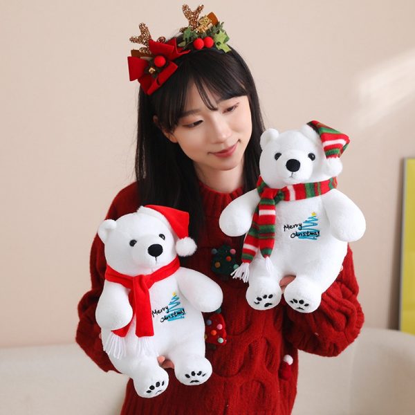 かわいいクリスマス 北極熊ぬいぐるみ おもちゃ ギフト クリスマスプレゼント 子供向け 短毛素材 - 画像 (6)