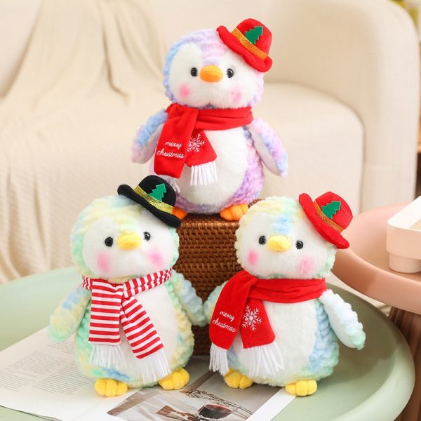 クリスマス ぬいぐるみ ペンギン カートゥーン デコレーション ギフト おもちゃ 子供用 かわいい プレゼント 短毛 フワフワ - 画像 (3)