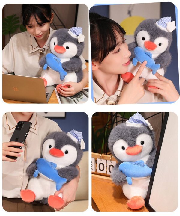 かわいい ぬいぐるみ ペンギン キャップ付き おもちゃ ホームデコレーション ギフト 子供用 抱き枕 - 画像 (7)