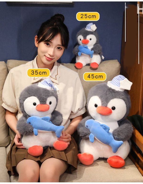 かわいい ぬいぐるみ ペンギン キャップ付き おもちゃ ホームデコレーション ギフト 子供用 抱き枕 - 画像 (2)