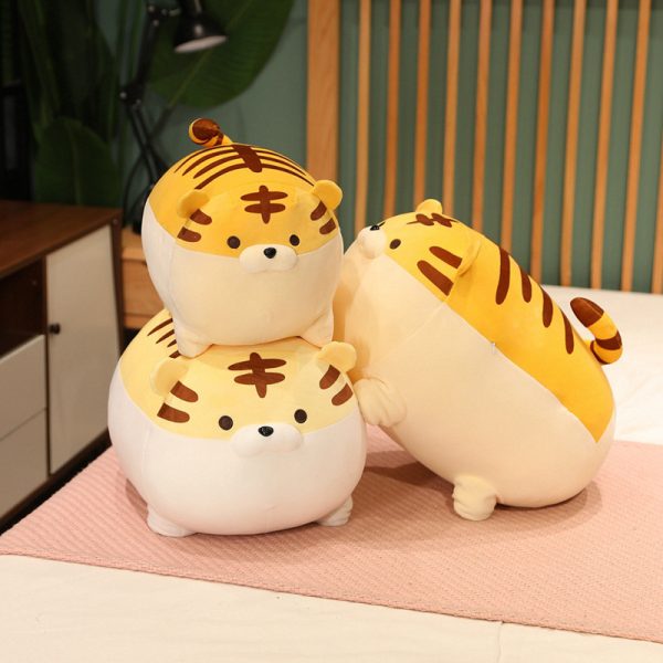 かわいいタイガーのぬいぐるみ枕、家の装飾用の柔らかい動物のぬいぐるみクッション - 画像 (4)