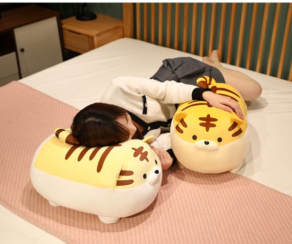 かわいいタイガーのぬいぐるみ枕、家の装飾用の柔らかい動物のぬいぐるみクッション - 画像 (9)