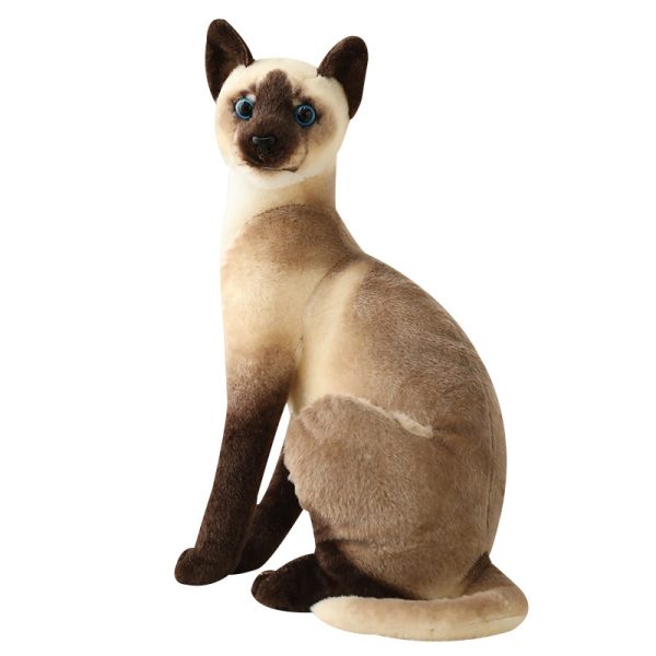 リアルな猫のぬいぐるみ - グレーと白の座り猫