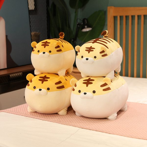 かわいいタイガーのぬいぐるみ枕、家の装飾用の柔らかい動物のぬいぐるみクッション - 画像 (3)